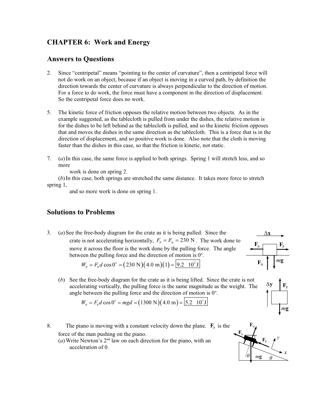 CHAPTER 6: Work and Energy