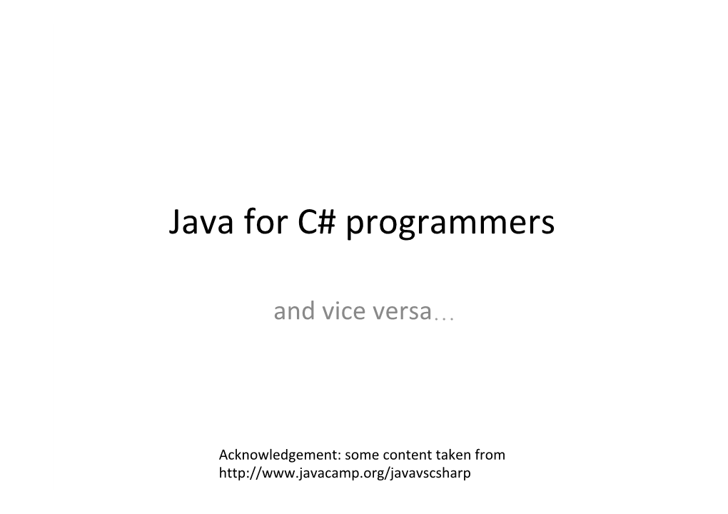 Java for C# Programmers