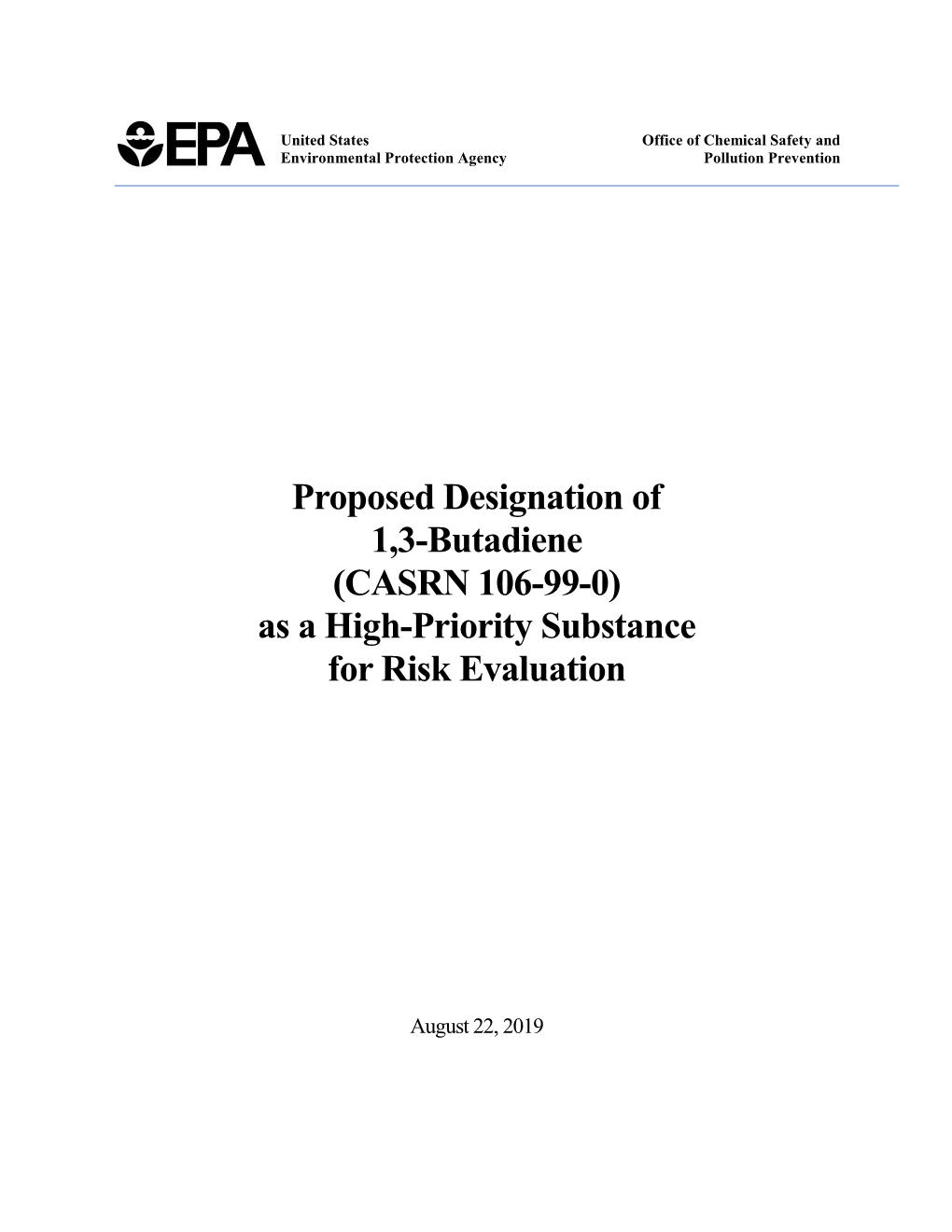 Proposed Designation of 1,3-Butadiene As a High Priority Substance for Risk Evaluation