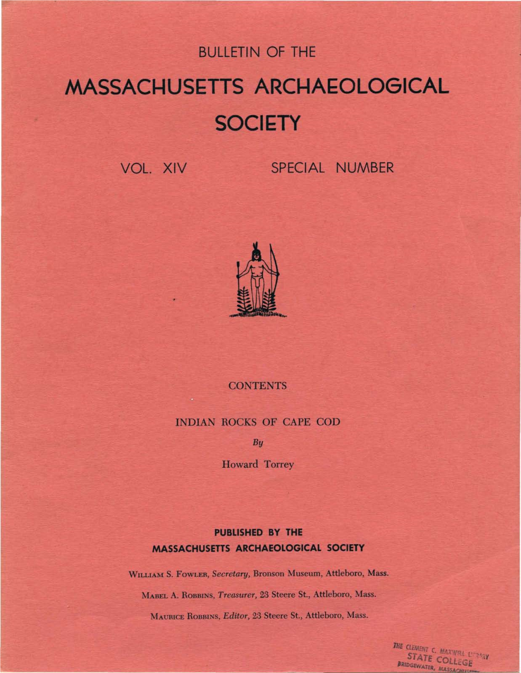 Bulletin of the Massachusetts Archaeological Society, Vol. 14, Special Number. [1953]