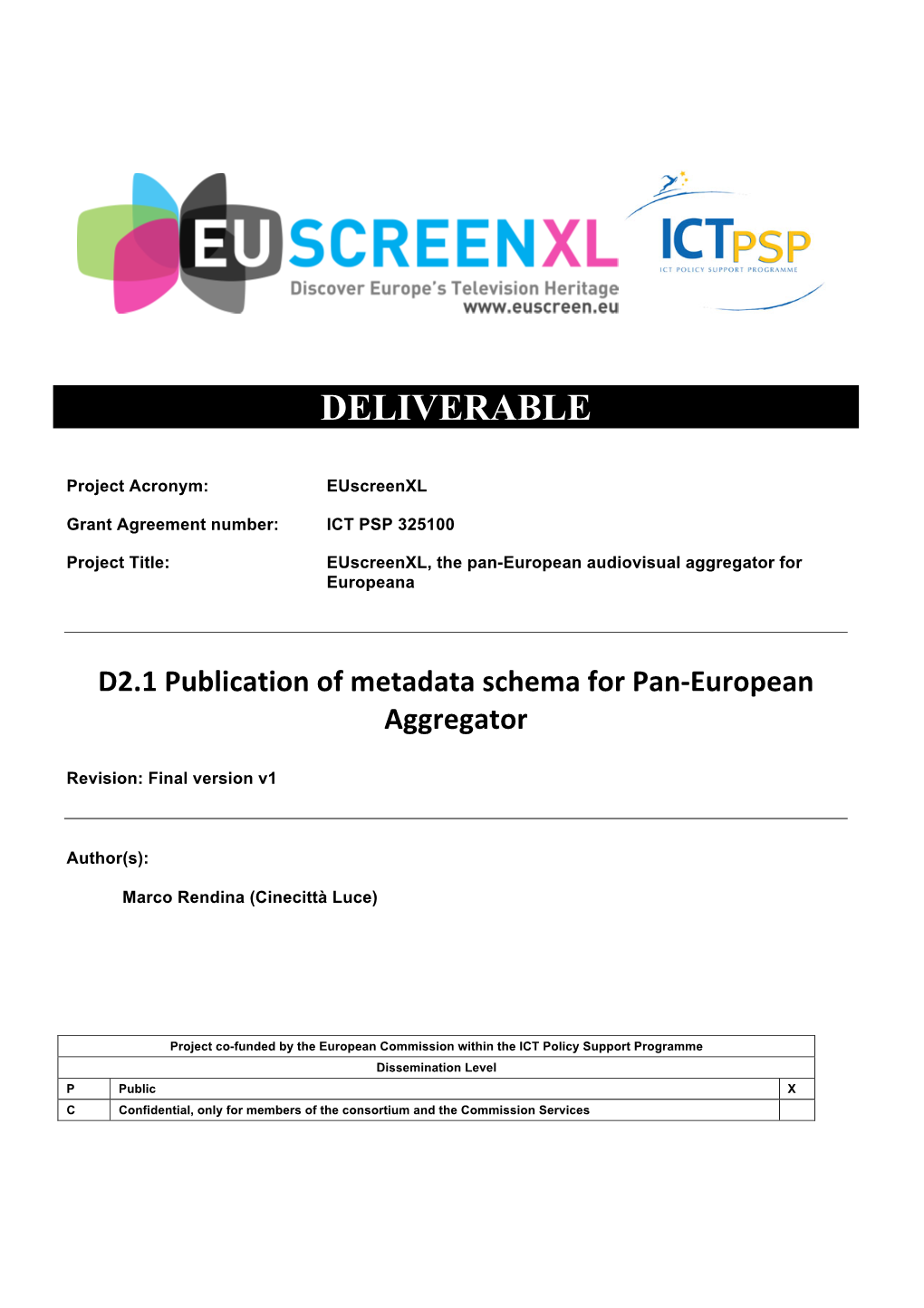 D2.1 Publication of Metadata Schema for Pan-European Aggregator