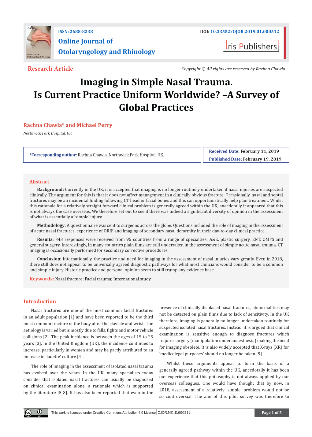 Imaging in Simple Nasal Trauma.Is Current Practice