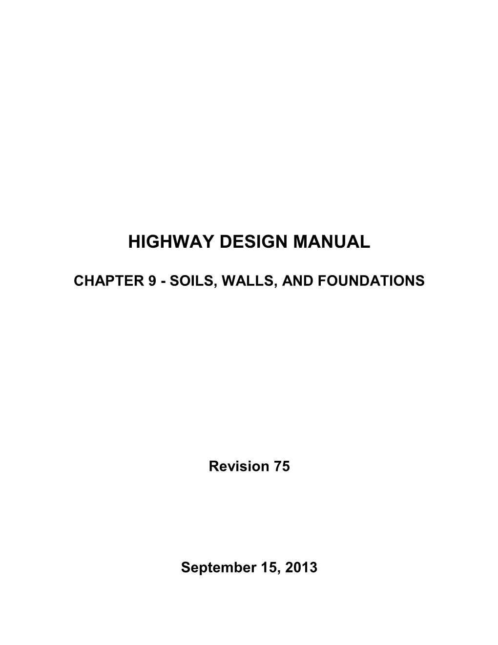 Highway Design Manual Chapter 9