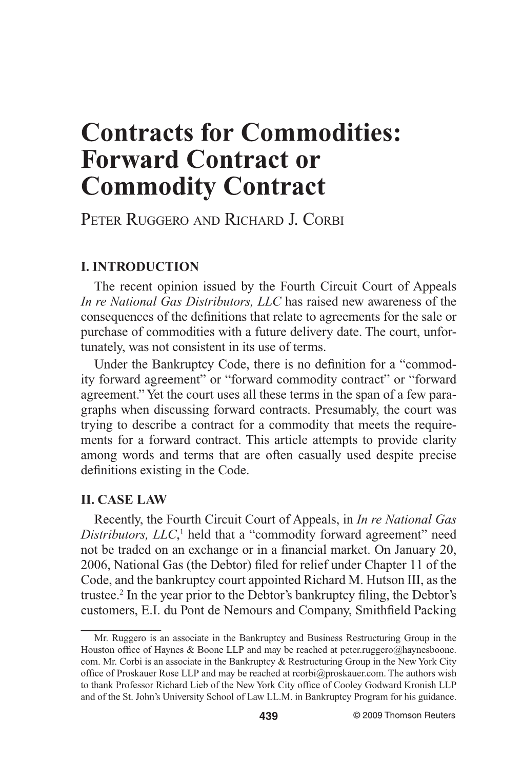 Forward Contract Or Commodity Contract