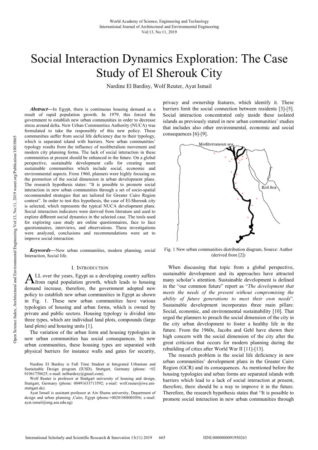 The Case Study of El Sherouk City Nardine El Bardisy, Wolf Reuter, Ayat Ismail