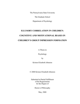 Illusory Correlation in Children