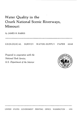 Water Quality in the Ozark National Scenic Riverways, Missouri