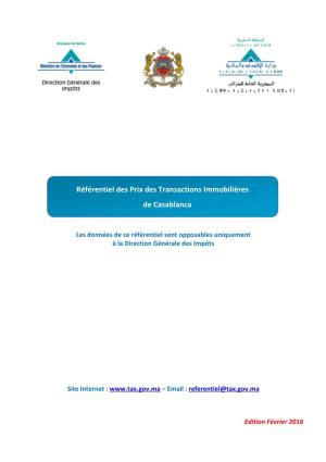 Référentiel Des Prix Des Transactions Immobilières De Casablanca