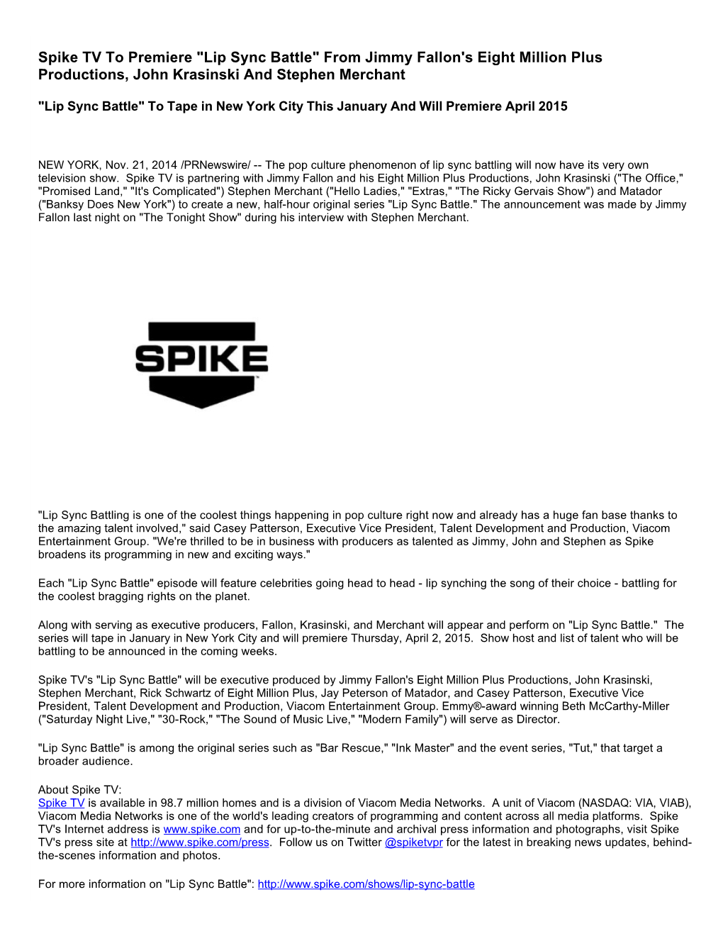 Spike TV to Premiere 