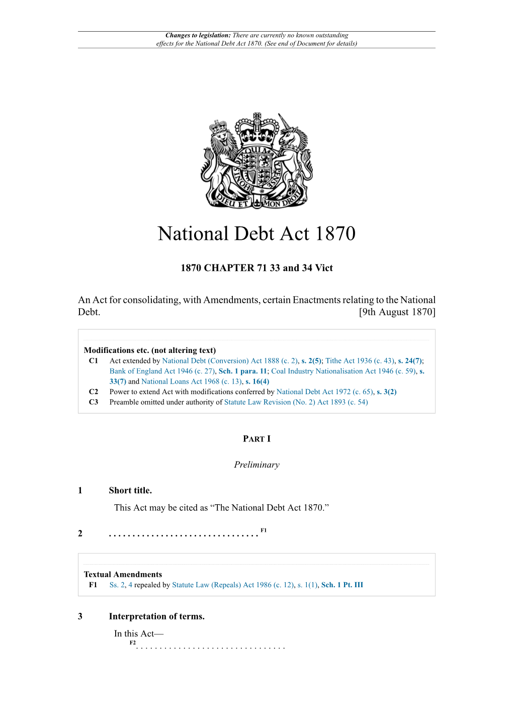 National Debt Act 1870