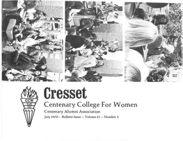 Centenary College for Woinen Centenary Alumni Association July 1970- Bulletin Issue- Volume 53- Number 2 Contents