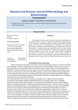 Journal of Microbiology and Biotechnology Fermentation