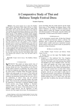 A Comparative Study of Thai and Balinese Temple Festival Dress