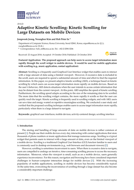 Adaptive Kinetic Scrolling: Kinetic Scrolling for Large Datasets on Mobile Devices