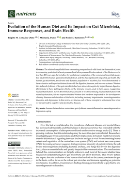 Evolution of the Human Diet and Its Impact on Gut Microbiota, Immune Responses, and Brain Health