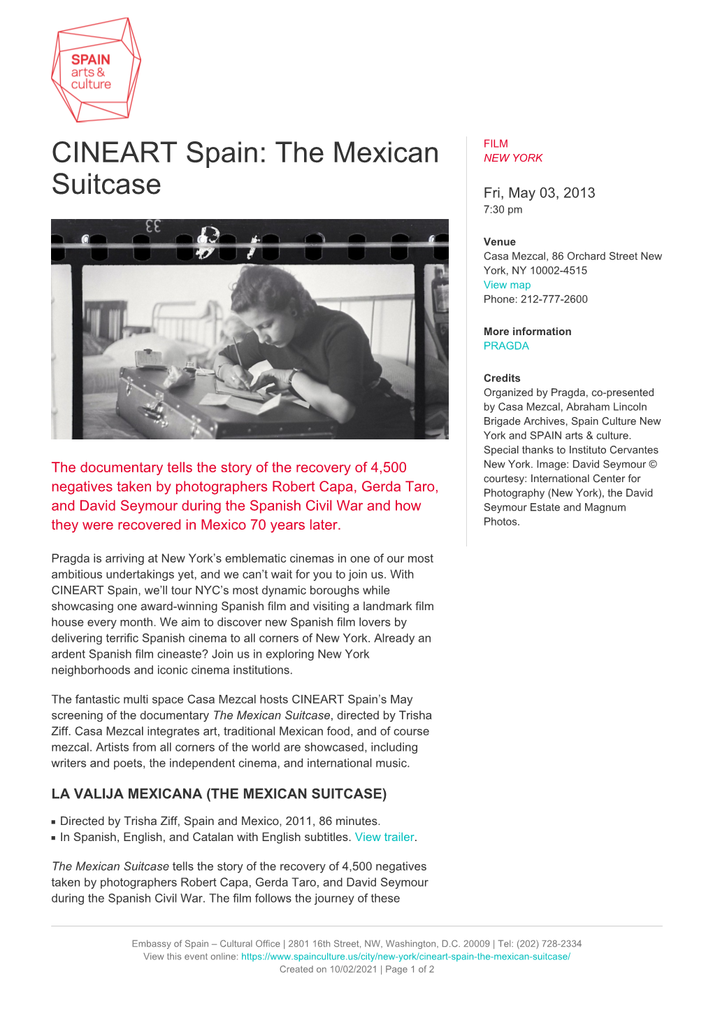 CINEART Spain: the Mexican Suitcase