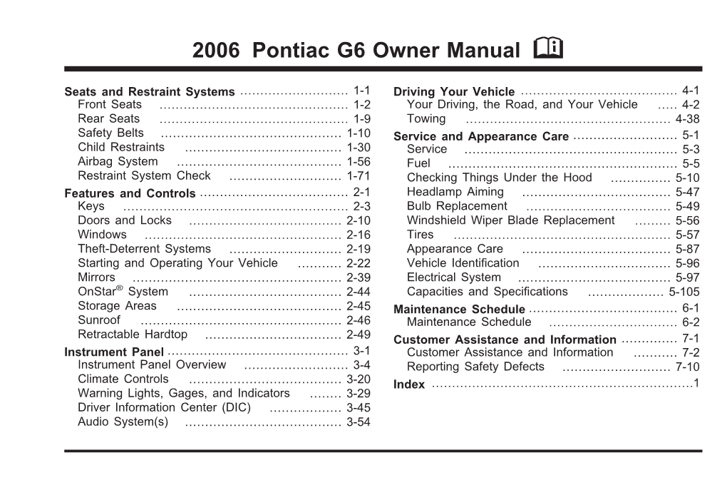 2006 Pontiac G6 Owner Manual M
