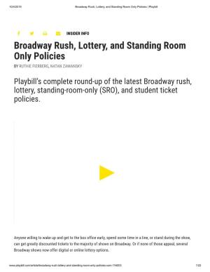 Broadway Rush, Lottery, and Standing Room Only Policies | Playbill