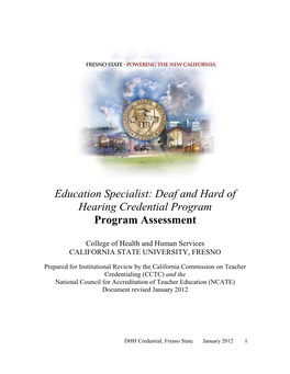 Education Specialist: Deaf and Hard of Hearing Credential Program Program Assessment
