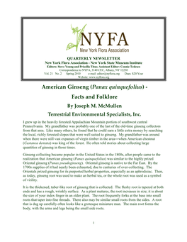 American Ginseng (Panax Quinquefolius) - Facts and Folklore by Joseph M