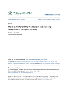 The Role of EU and NATO Conditionality on Developing Democracies: a Georgian Case Study