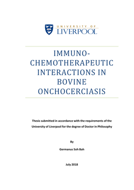 Immuno- Chemotherapeutic Interactions in Bovine Onchocerciasis