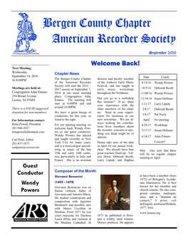 Bergen County Chapter American Recorder Society