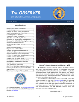 The Observer of the Twin City Amateur Astronomers