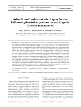 Advection-Diffusion Models of Spiny Lobster Palinurus Gilchristi Migrations for Use in Spatial Fisheries Management