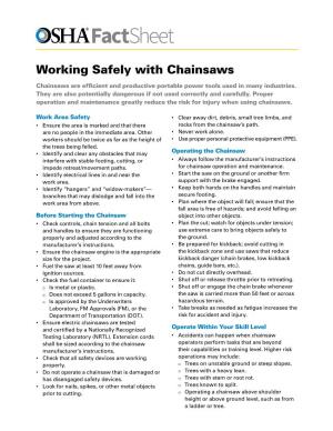 Working Safely with Chain Saws