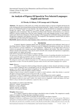 An Analysis of Figures of Speech in Two Selected Languages: English and Siswati