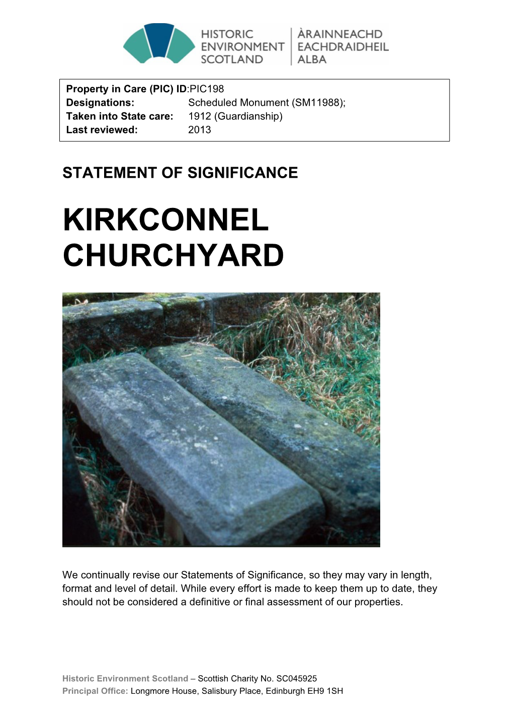 Kirkconnel Churchyard Statement of Significance