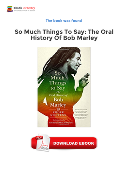 The Oral History of Bob Marley Free Pdf Books
