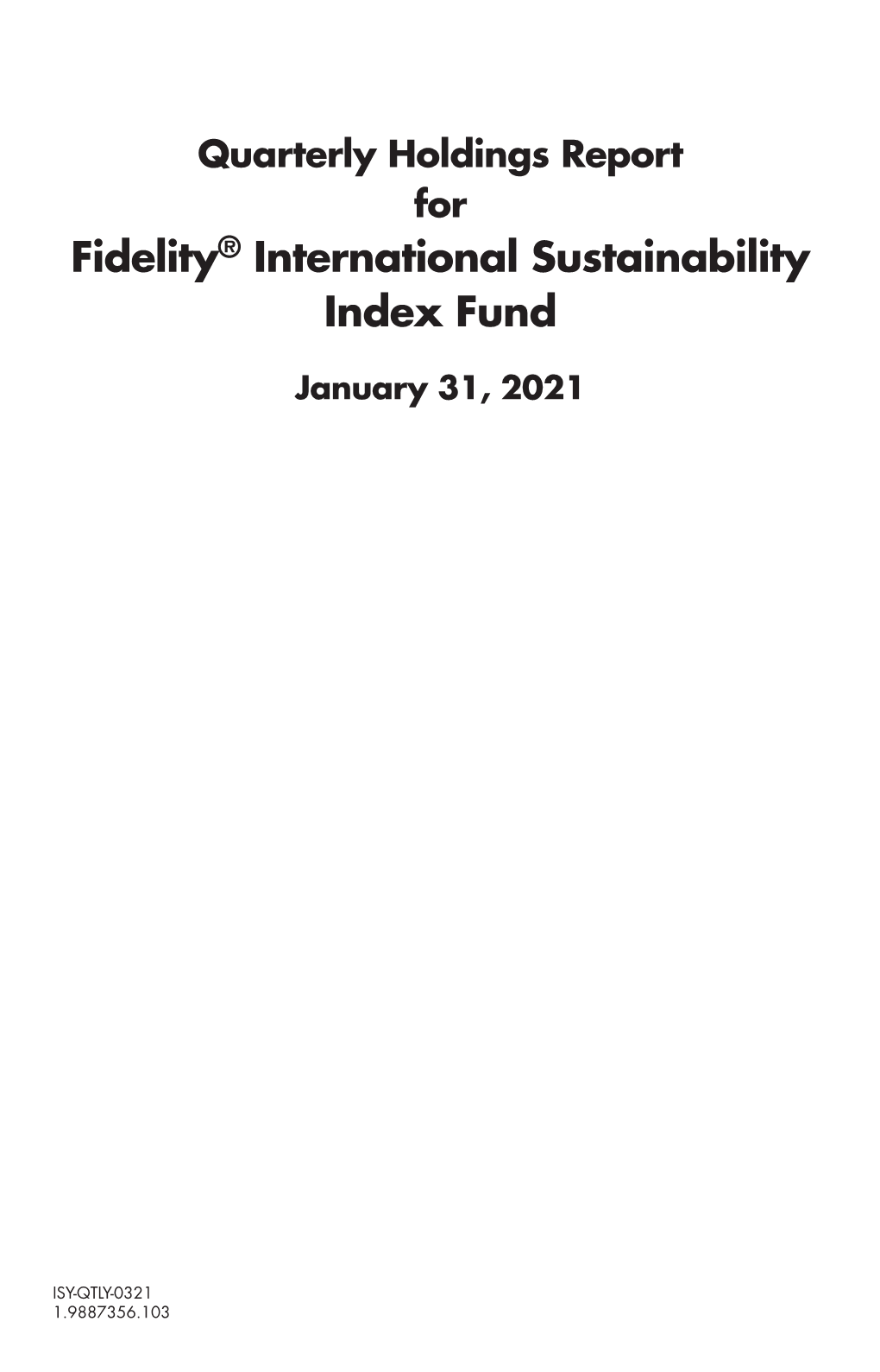Fidelity® International Sustainability Index Fund