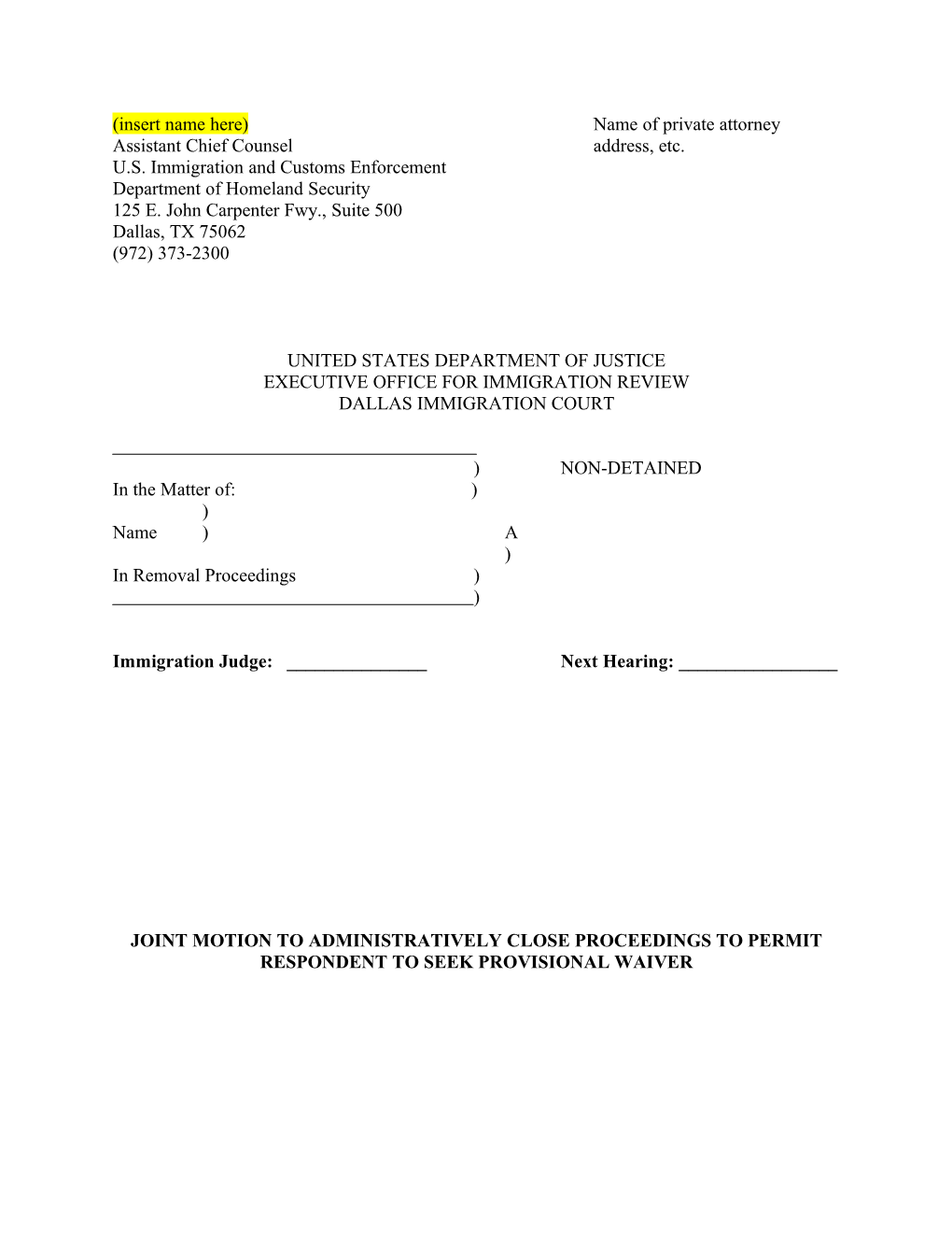 Template Joint A/C Motion