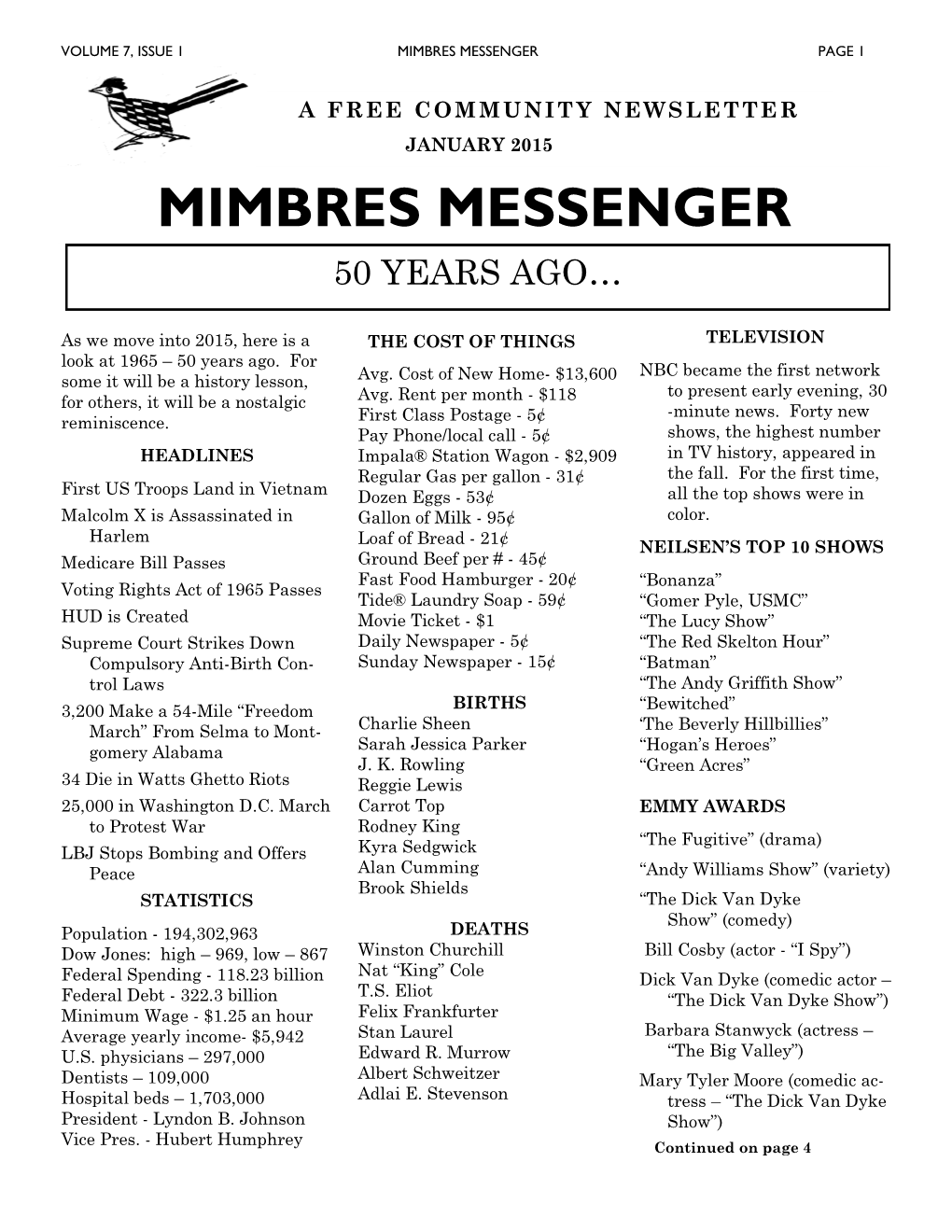 Mimbres Messenger Page 1