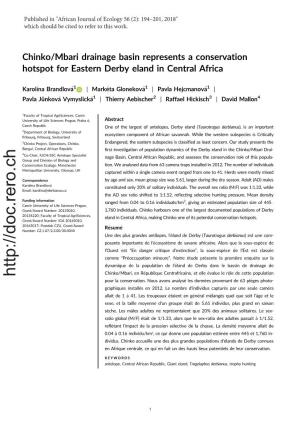 Chinko/Mbari Drainage Basin Represents a Conservation Hotspot for Eastern Derby Eland in Central Africa
