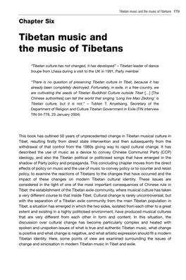 Tibetan Music and the Music of Tibetans 179 Chapter Six Tibetan Music and the Music of Tibetans