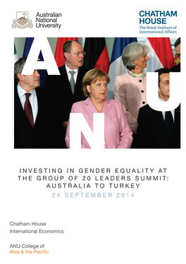 INVESTING in GENDER EQUALITY at the GROUP of 20 LEADERS SUMMIT: AUSTRALIA to TURKEY 24 September 2014