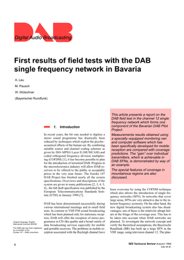 First Results of Field Tests with the DAB Single Frequency Network in Bavaria