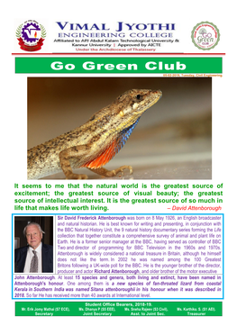 Go Green Club 05-02-2019, Tuesday, Civil Engineering
