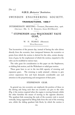“ STEPHENSON Versus WALSCHAERT VALVE GEAR, ”