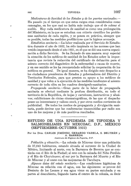 1007 Estudio De Una Epidemia De Tifoidea Y Salmoneliasis En Mixcoac, Df, México