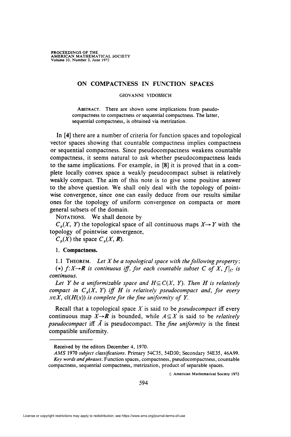 On Compactness in Function Spaces