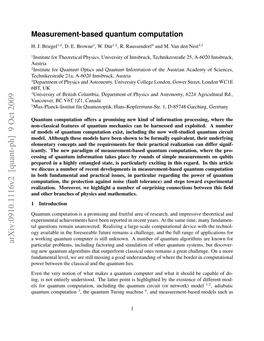 Measurement-Based Quantum Computation