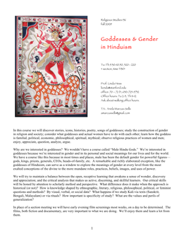 Goddesses & Gender in Hinduism