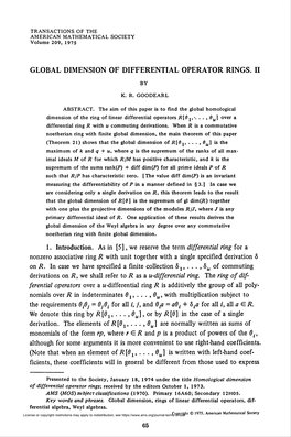 Global Dimension of Differential Operator Rings, Proc