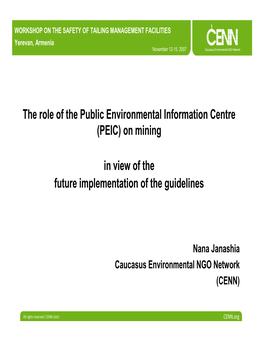 The Role of the Public Environmental Information Centre (PEIC) on Mining