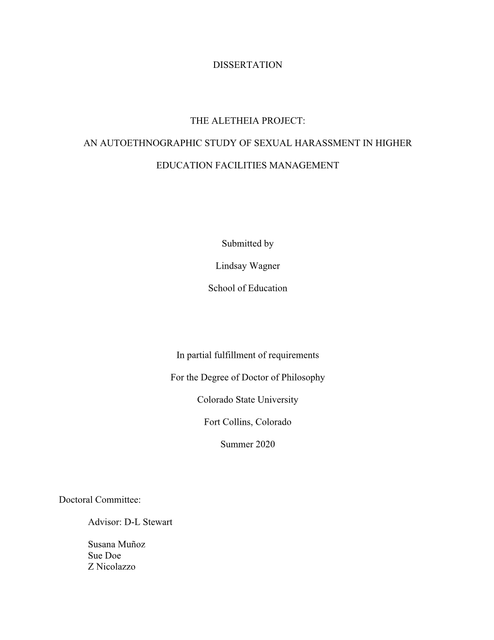 Dissertation the Aletheia Project: An