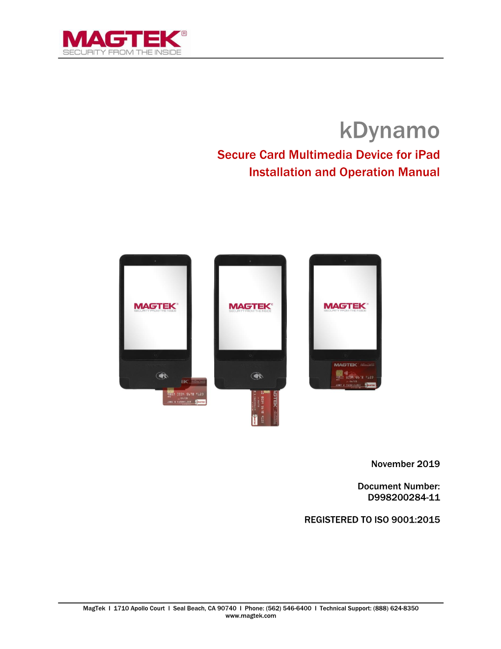 Kdynamo Secure Card Multimedia Device for Ipad Installation and Operation Manual